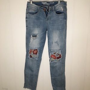 Rose embroidered jeans